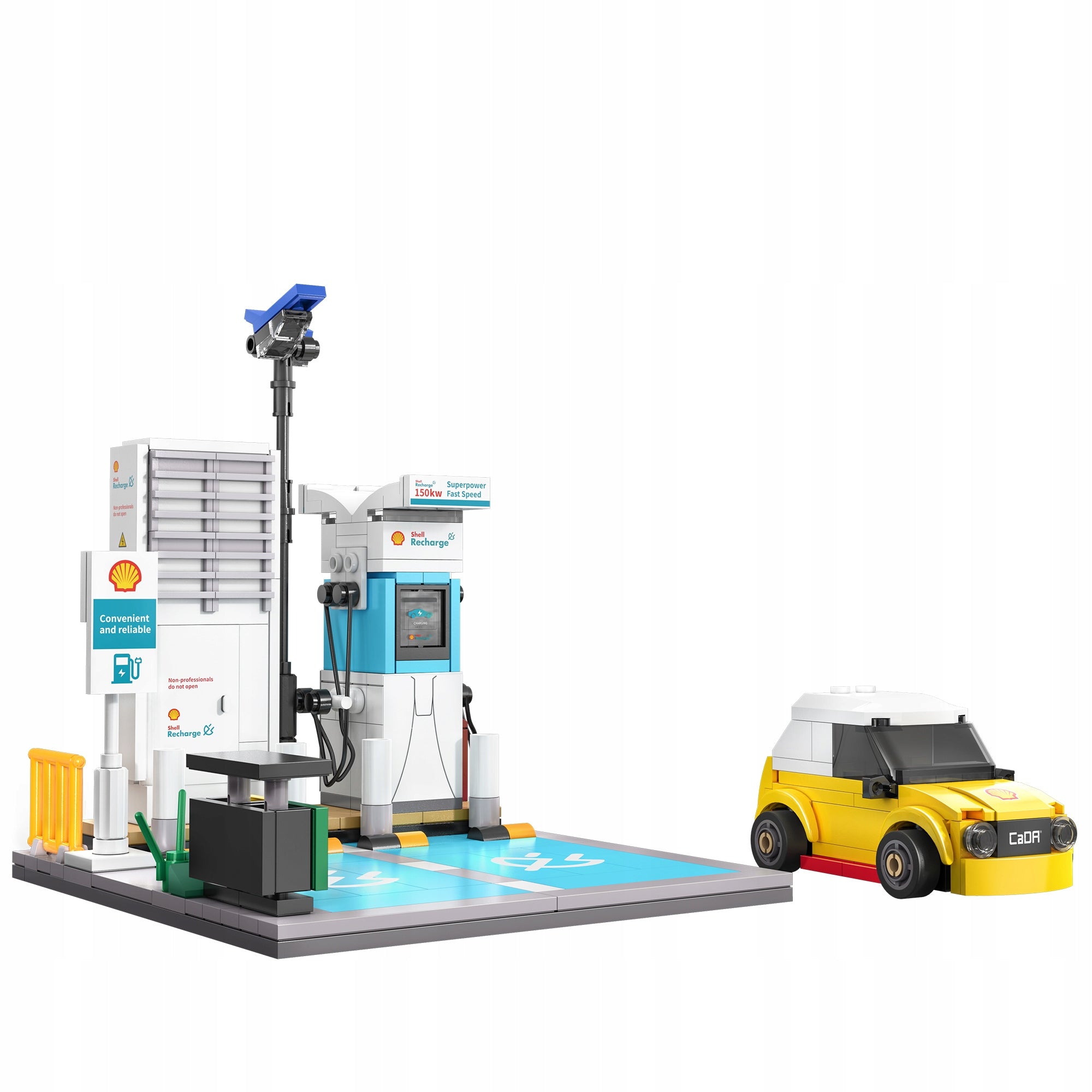 Statybiniai blokeliai CADA SHELL PASTATAS ELEKTROMOBILIŲ ĮKROVIMO STOTELĖ 8+
