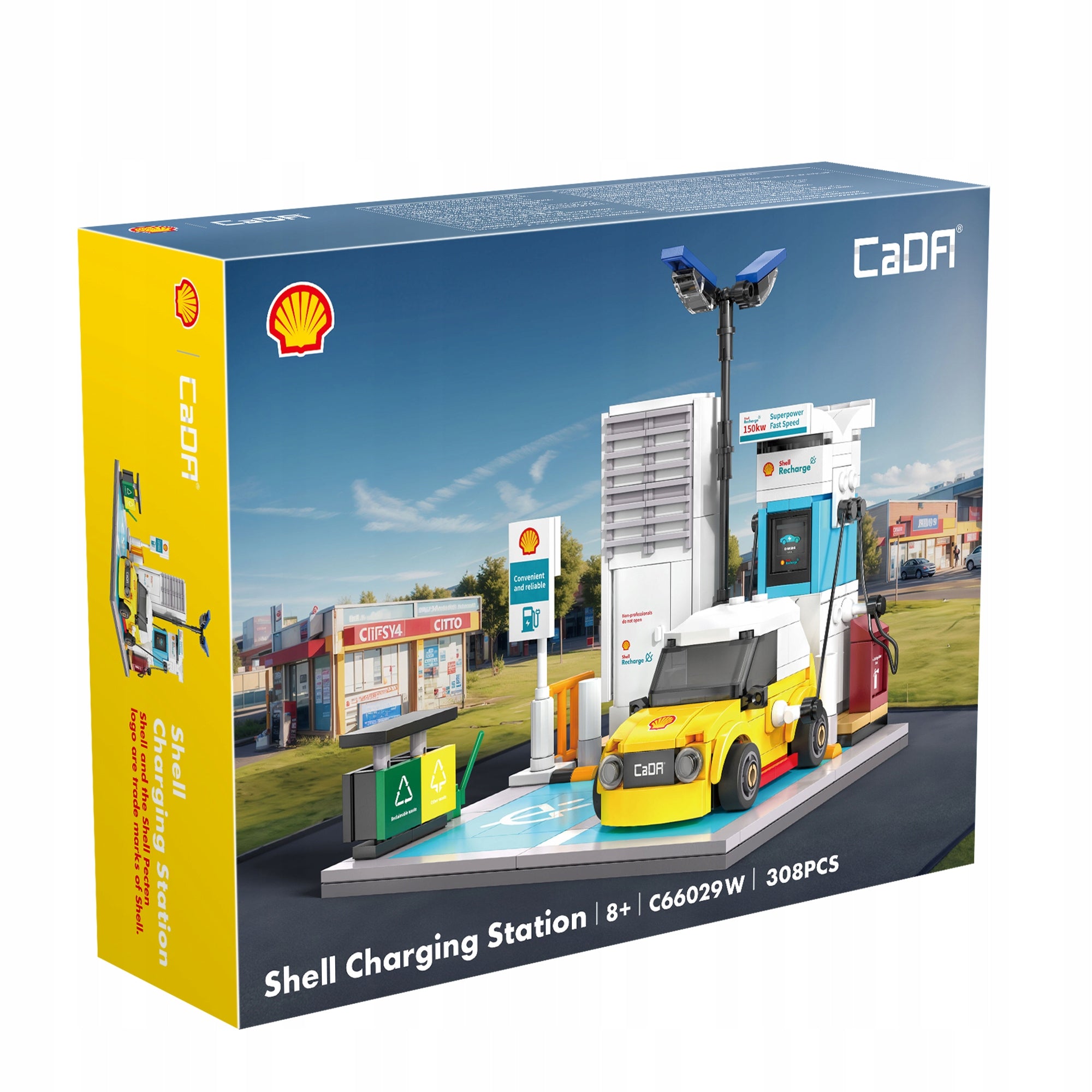 Statybiniai blokeliai CADA SHELL PASTATAS ELEKTROMOBILIŲ ĮKROVIMO STOTELĖ 8+