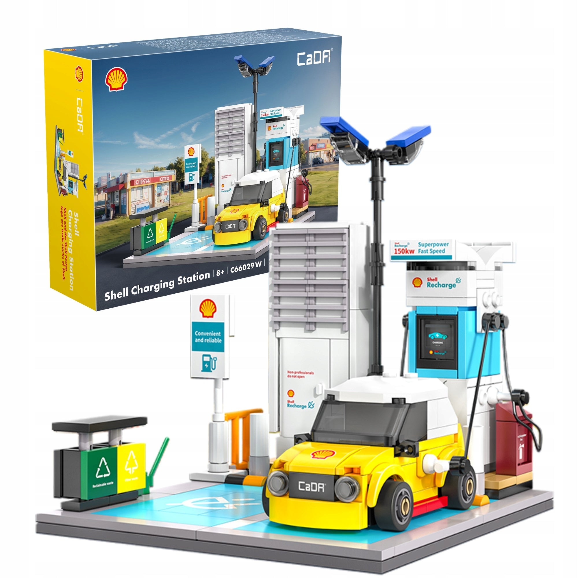 Statybiniai blokeliai CADA SHELL PASTATAS ELEKTROMOBILIŲ ĮKROVIMO STOTELĖ 8+