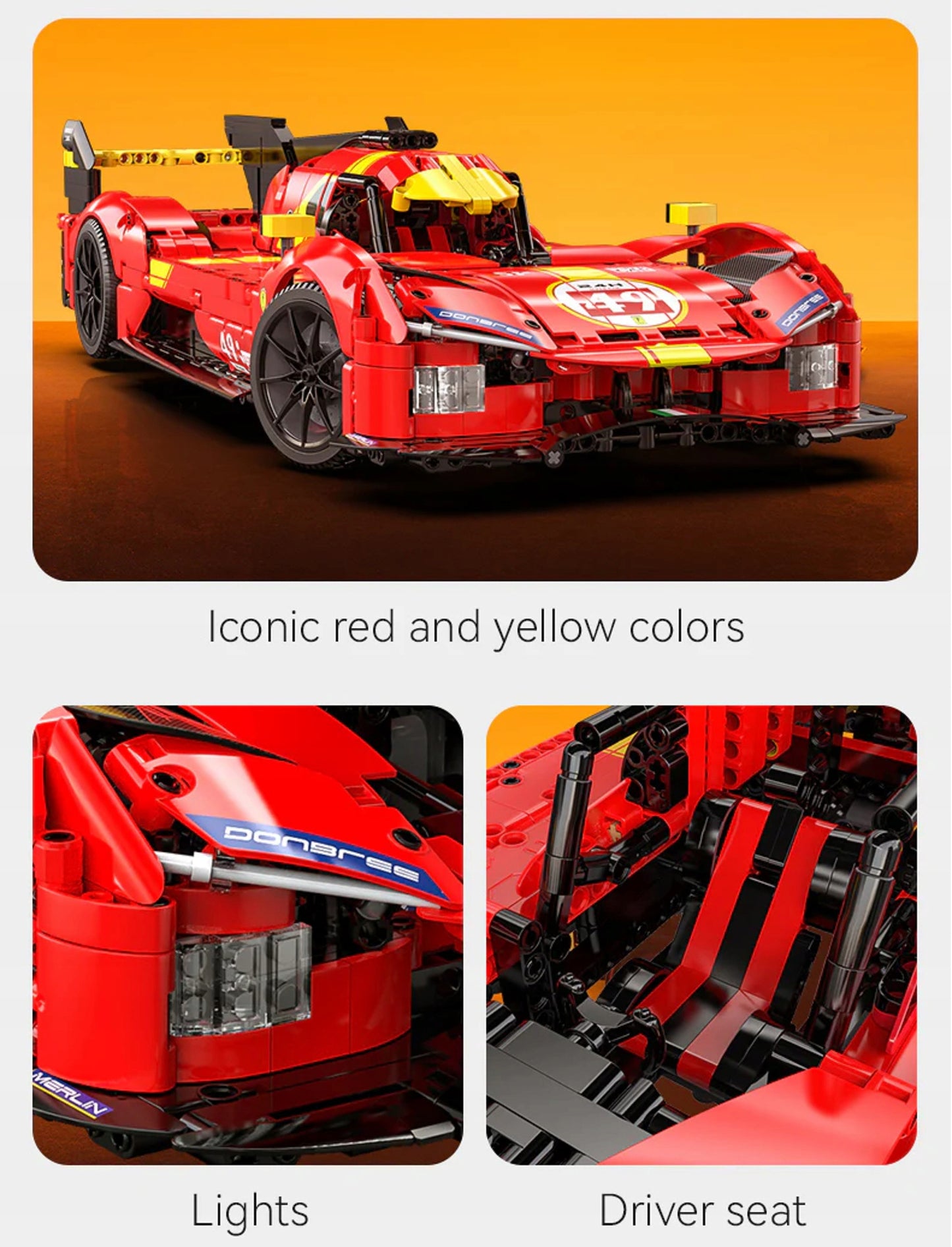 Konstruojami blokeliai CADA AUTOMOBILIS 51CM RAUDONAS BLAZING FLAME 1518 EL 1:10