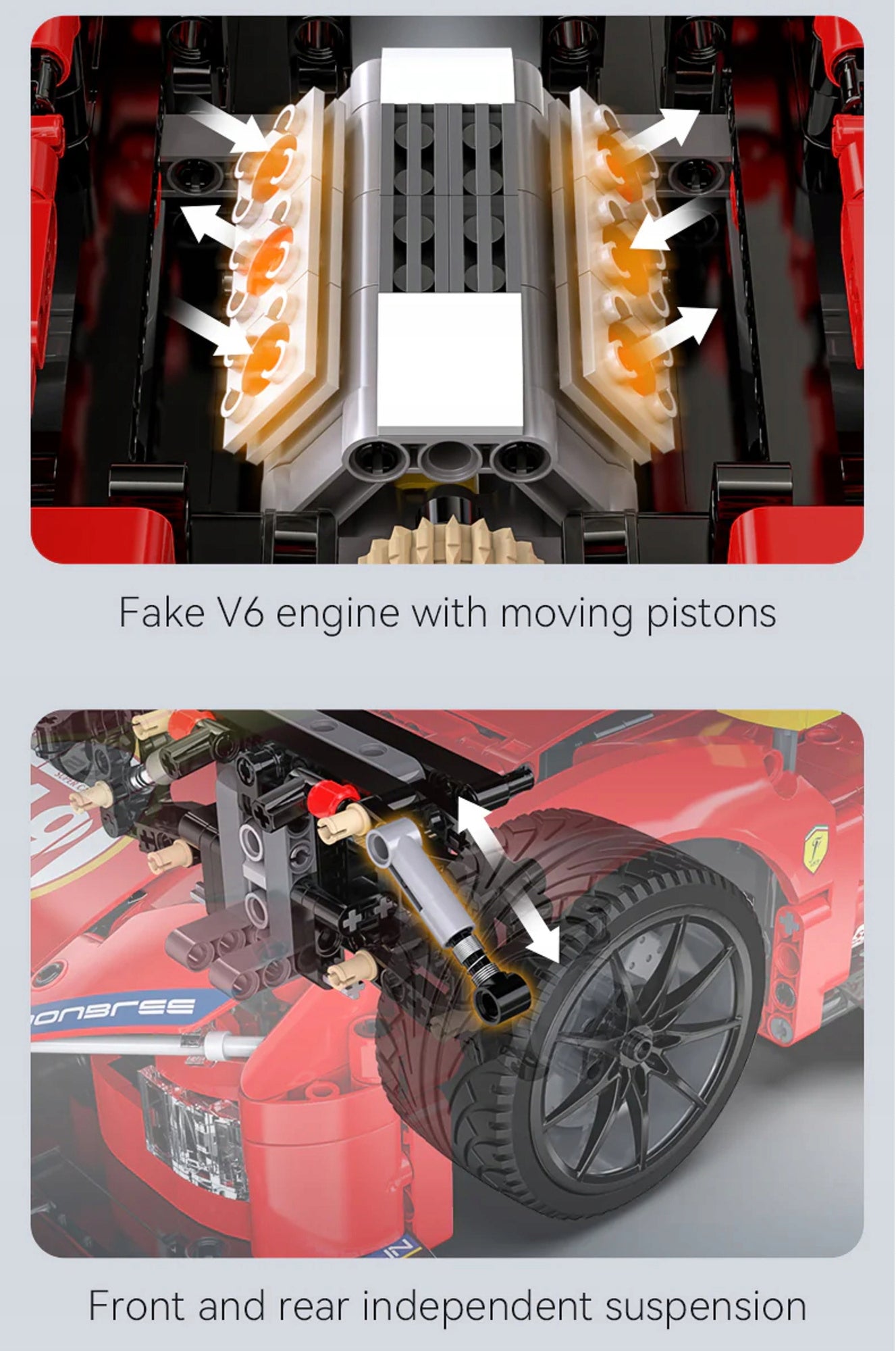 Konstruojami blokeliai CADA AUTOMOBILIS 51CM RAUDONAS BLAZING FLAME 1518 EL 1:10