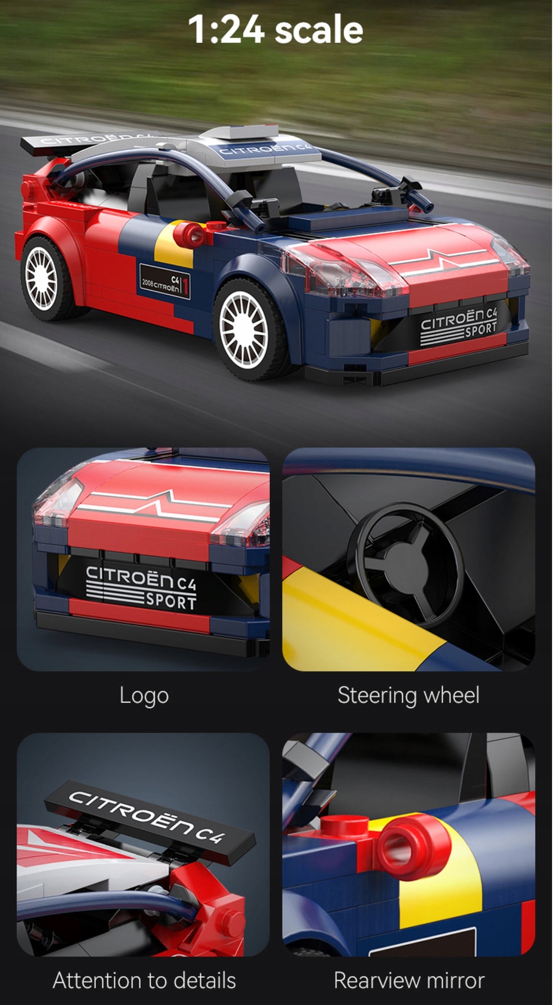 CaDA konstrukcinių blokelių lenktyninis automobilis CITROEN C4 WRC 296