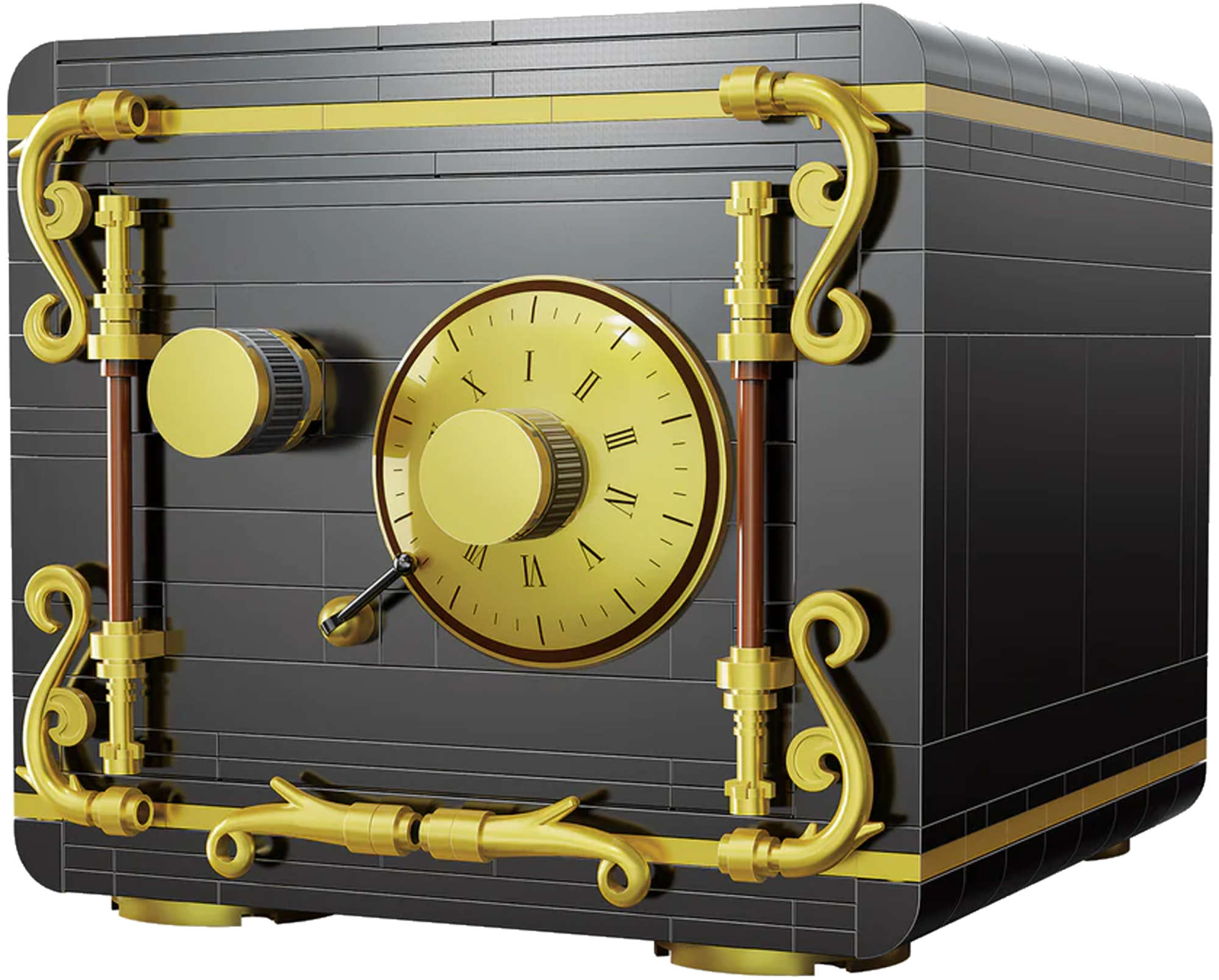 Konstrukciniai blokeliai JUODAS SEIFAS SLĖPTUVĖ 442 EL. SU VEIKIANČIU MECHANIZMU