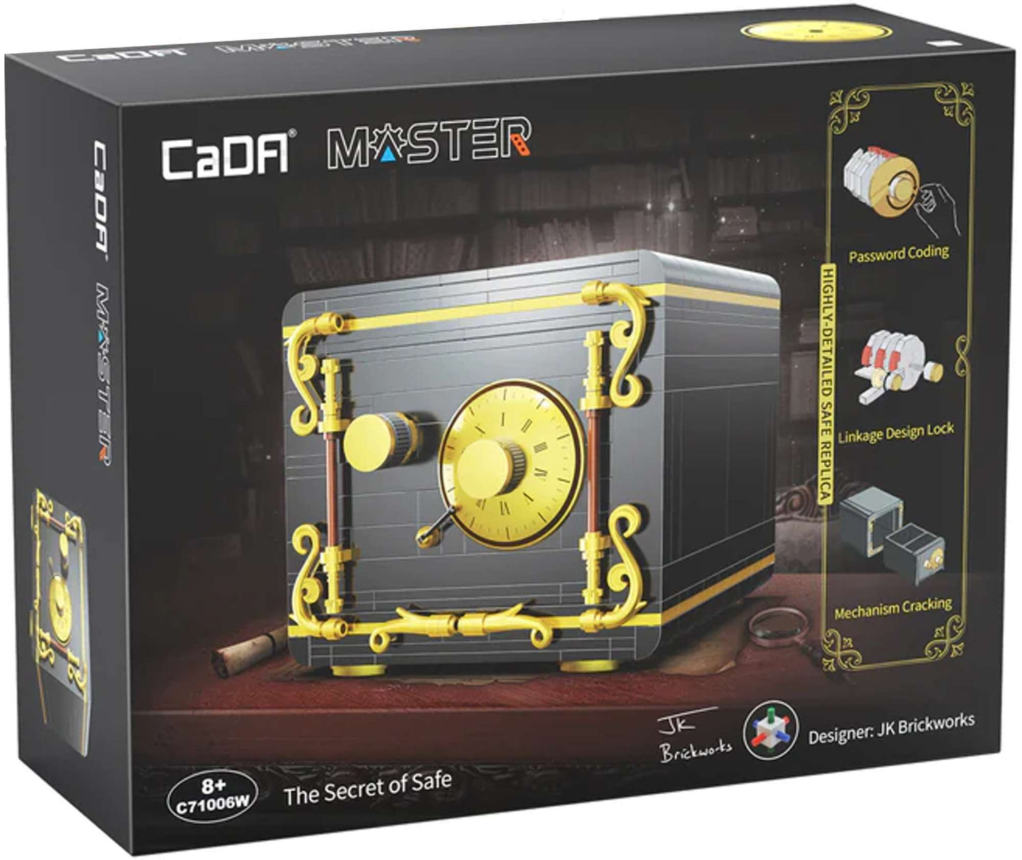 Konstrukciniai blokeliai JUODAS SEIFAS SLĖPTUVĖ 442 EL. SU VEIKIANČIU MECHANIZMU