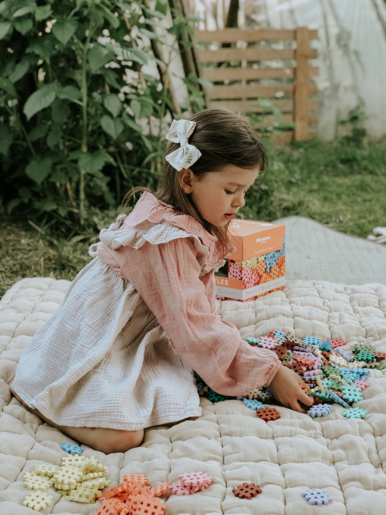 „MARIOINEX” MINI WAFFLE STATYBINĖ DETALĖ PASTELINĖ 300 ELEMENTŲ