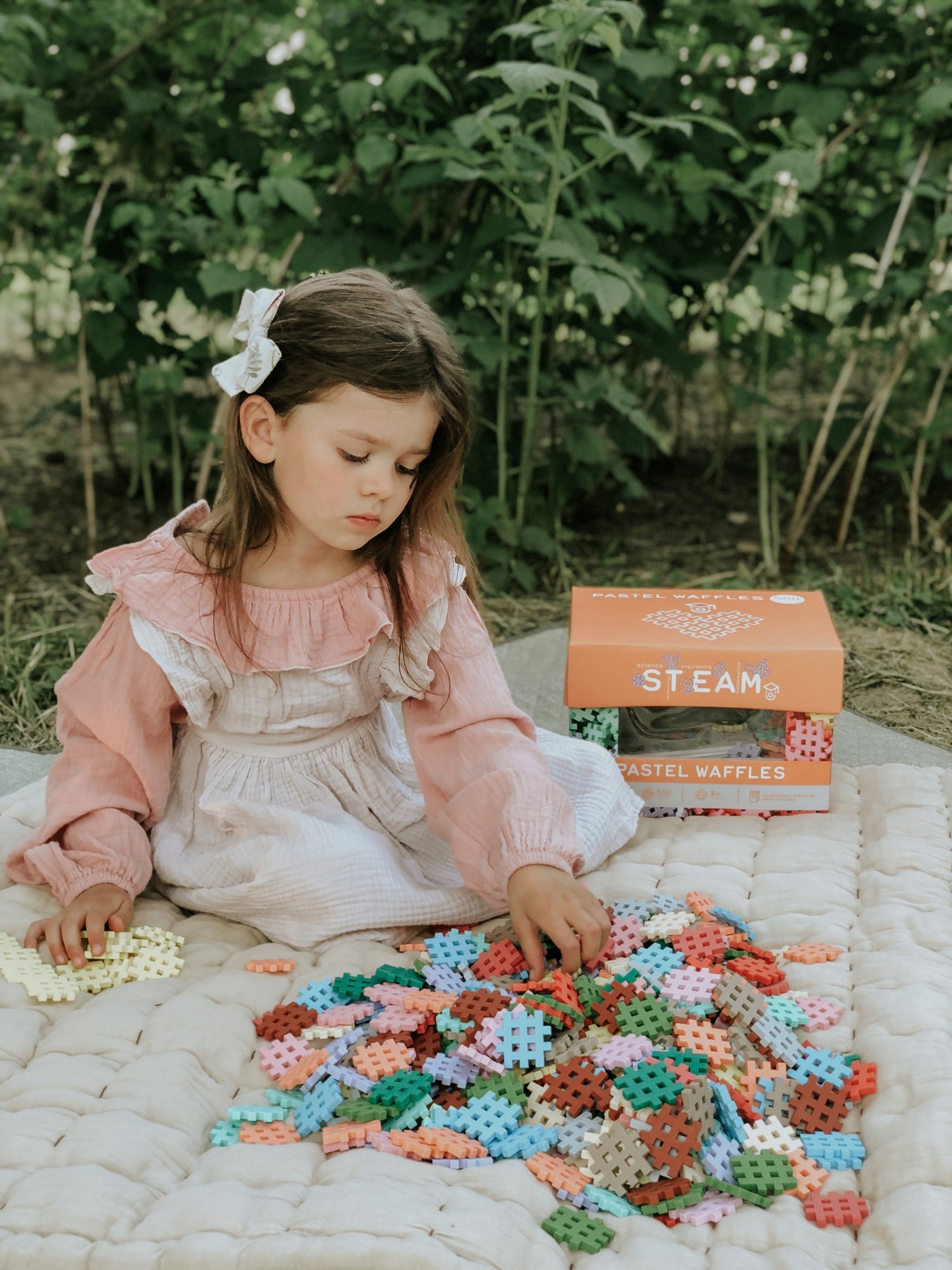 „MARIOINEX” MINI WAFFLE STATYBINĖ DETALĖ PASTELINĖ 300 ELEMENTŲ