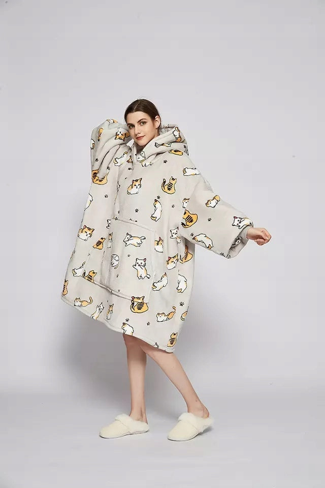 KOC BLUZA Stora Kocobluza Oversize Futrzak XXL Katės Kačiukai 460 GSM Net 1,3 kg