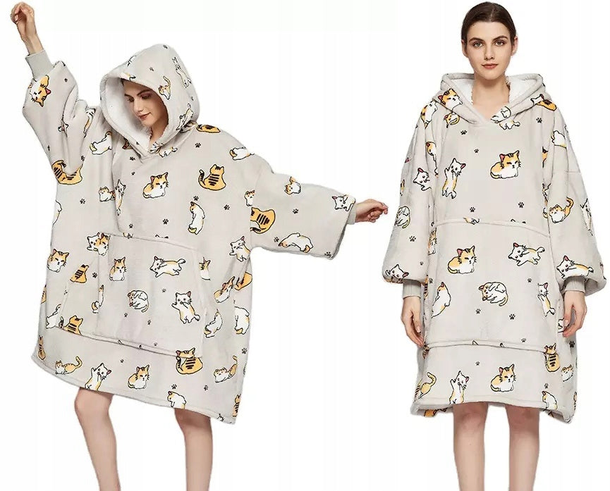 KOC BLUZA Stora Kocobluza Oversize Futrzak XXL Katės Kačiukai 460 GSM Net 1,3 kg