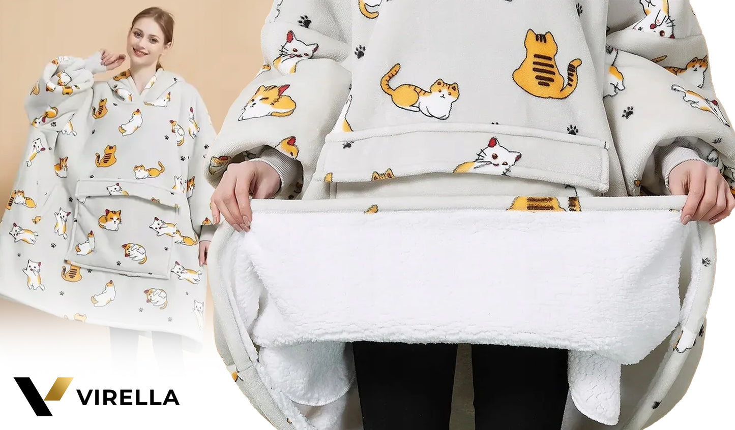 KOC BLUZA OVERSIZE STORA KAŠMIRIRO PLIŪRO KAPISONAS SU KATĖMIS FUTRZAK XXL + KOJINĖS