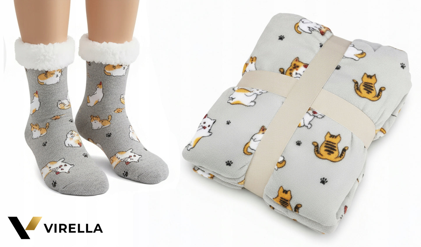 KOC BLUZA OVERSIZE STORA KAŠMIRIRO PLIŪRO KAPISONAS SU KATĖMIS FUTRZAK XXL + KOJINĖS