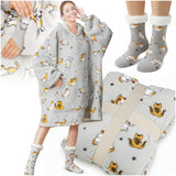 KOC BLUZA OVERSIZE STORA KAŠMIRIRO PLIŪRO KAPISONAS SU KATĖMIS FUTRZAK XXL + KOJINĖS