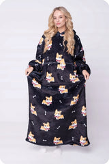 KOC BLUZA Oversize Šilta Stora KOCOBLUZA 2 viename XXL CORGI Kailinis su gobtuvu