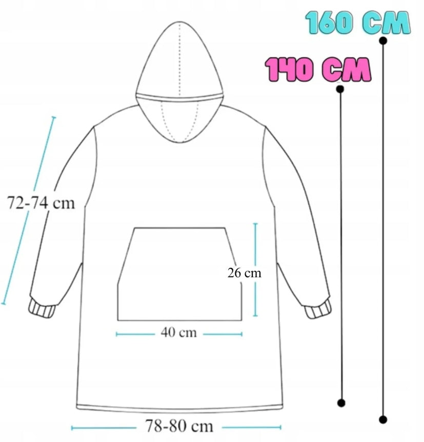 KOC BLUZA Oversize Šilta Stora KOCOBLUZA 2 viename XXL CORGI Kailinis su gobtuvu