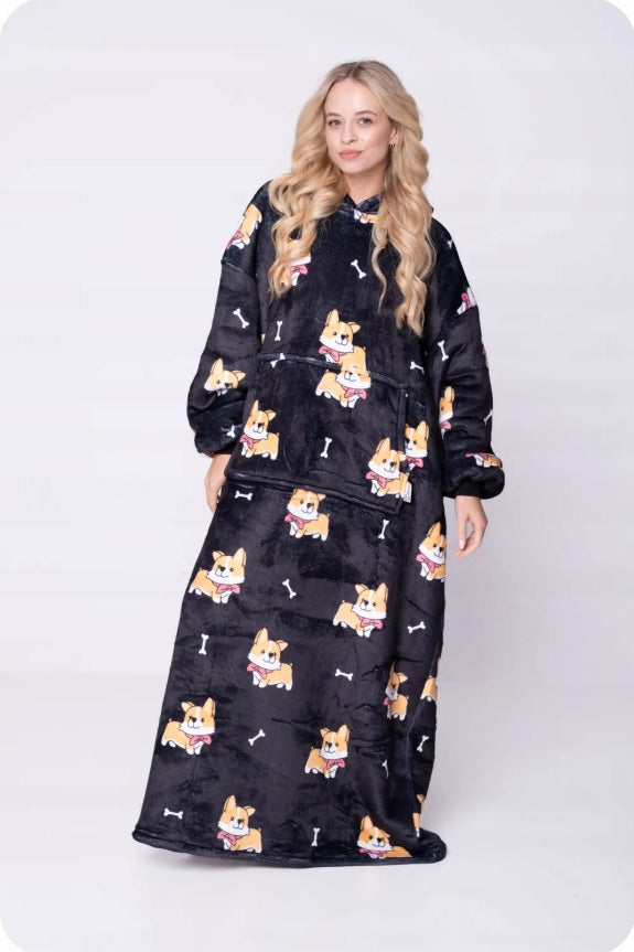 KOC BLUZA Oversize Šilta Stora KOCOBLUZA 2 viename XXL CORGI Kailinis su gobtuvu