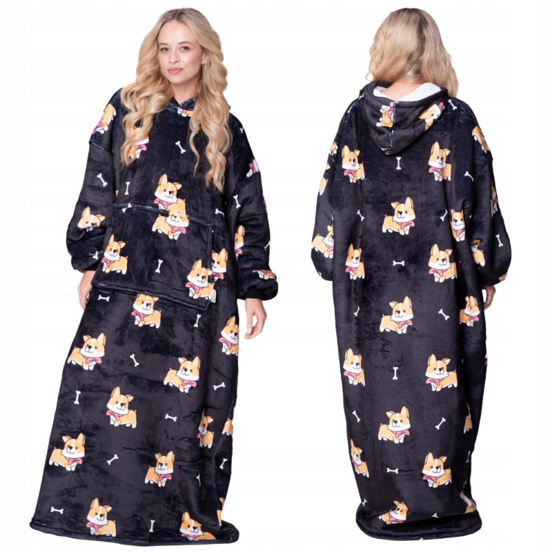 KOC BLUZA Oversize Šilta Stora KOCOBLUZA 2 viename XXL CORGI Kailinis su gobtuvu