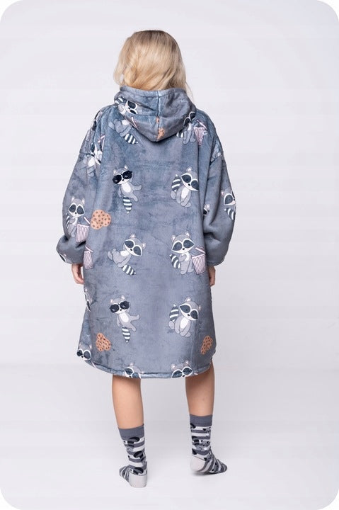 KOC BLUZA Oversize Šilta Stora KOCOBLUZA 2 viename XXL ŠOPAI+KOJINĖS Bluzo Koc