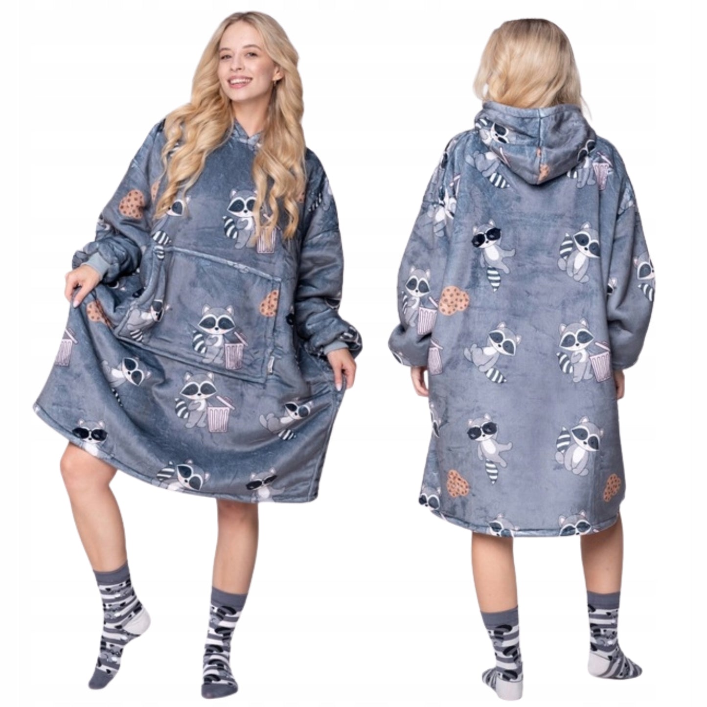 KOC BLUZA Oversize Šilta Stora KOCOBLUZA 2 viename XXL ŠOPAI+KOJINĖS Bluzo Koc