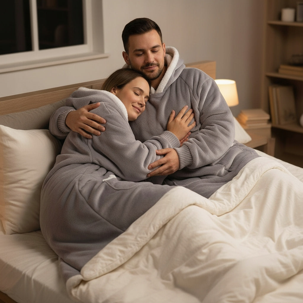 KOC BLIUZA Oversize iki Kostek Stora KOCOBLUZA XXL GRIS Pieluchna Hood