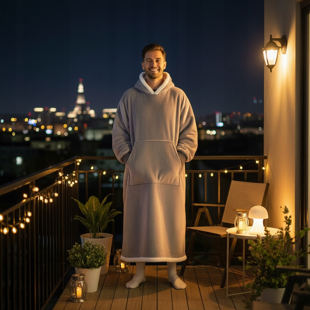 KOC BLIUZA Oversize iki Kostek Stora KOCOBLUZA XXL GRIS Pieluchna Hood