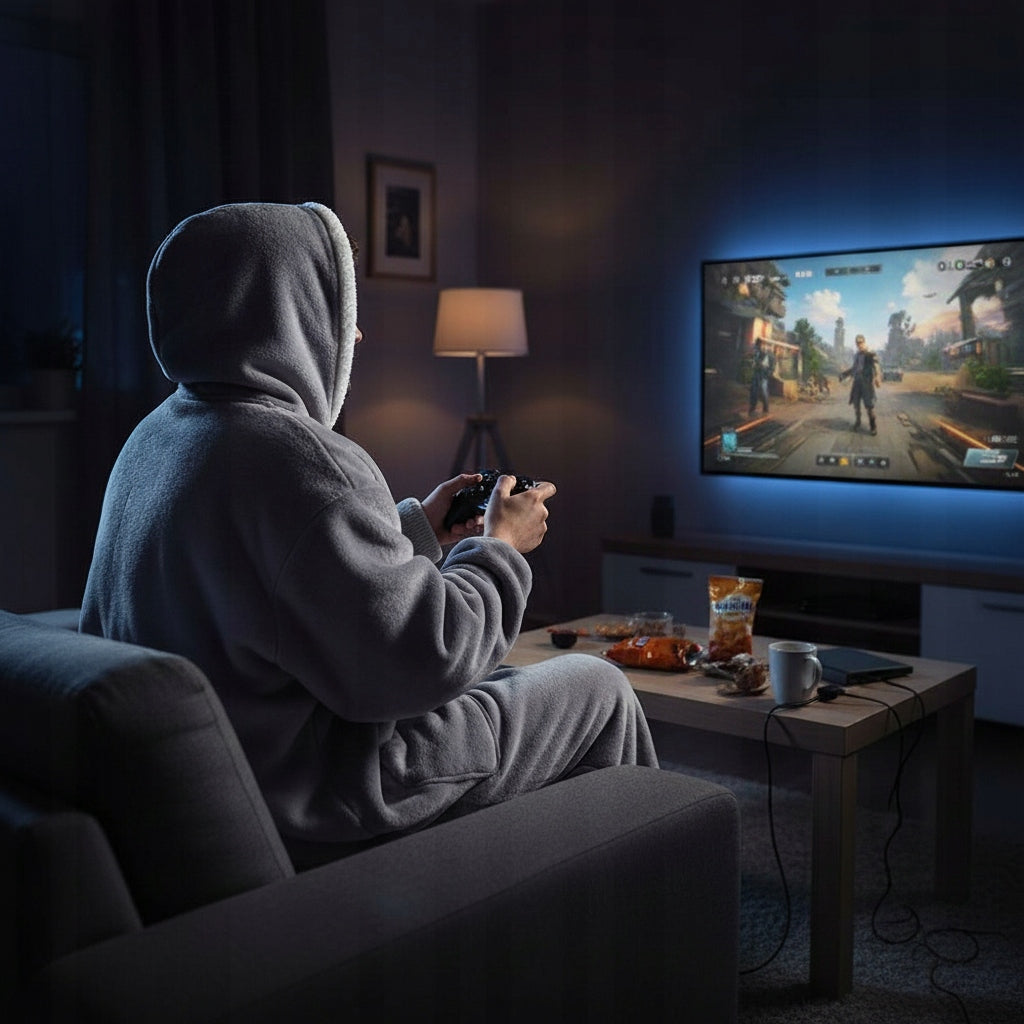 KOC BLIUZA Oversize iki Kostek Stora KOCOBLUZA XXL GRIS Pieluchna Hood