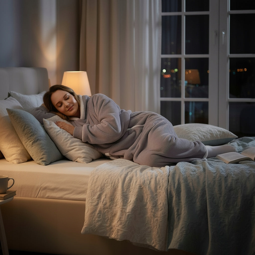 KOC BLIUZA Oversize iki Kostek Stora KOCOBLUZA XXL GRIS Pieluchna Hood