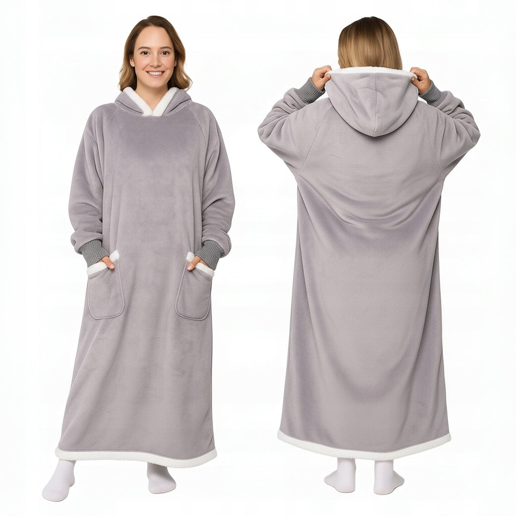 KOC BLIUZA Oversize iki Kostek Stora KOCOBLUZA XXL GRIS Pieluchna Hood