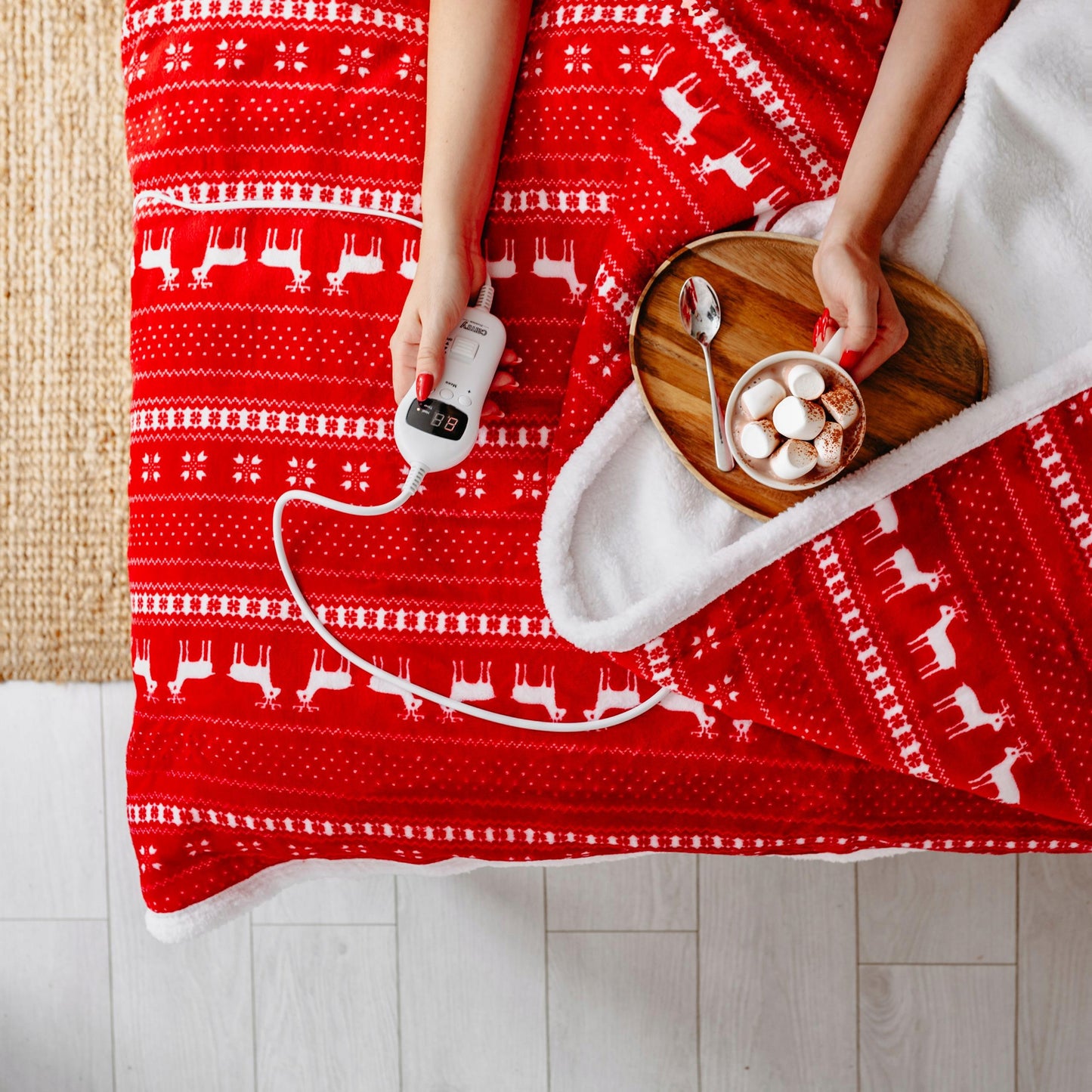 Elektrinis pledas 160x180cm su LCD pulteliu Camry CR 7441 Kalėdinis elnias