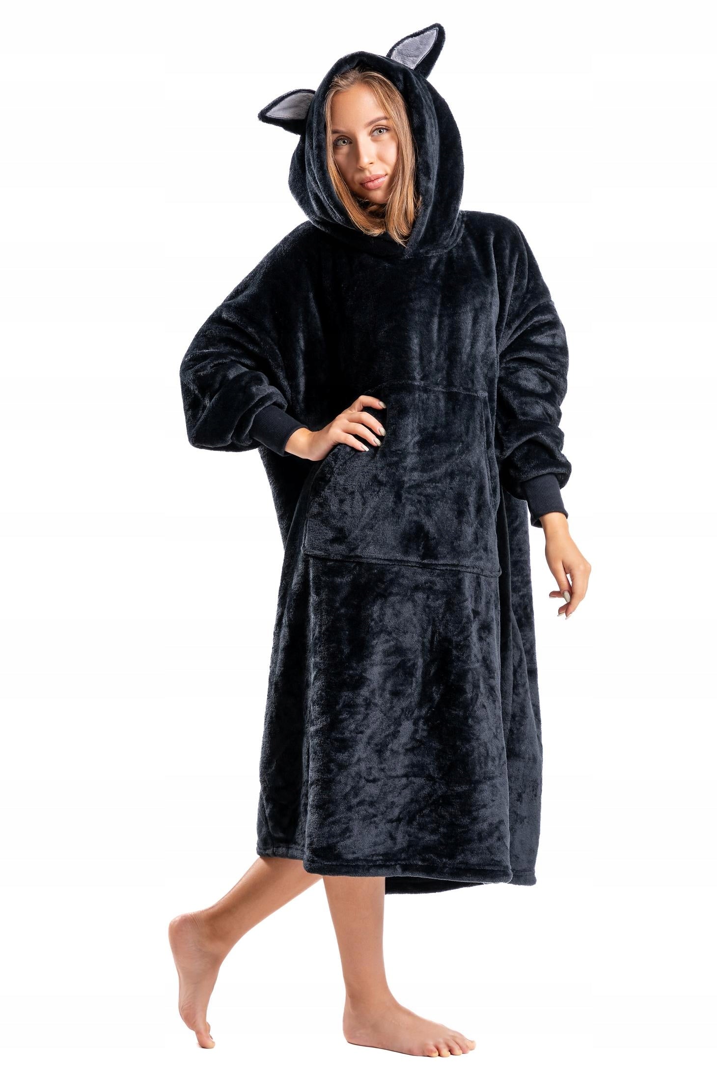 2 viename "KOCOBLUZA" Pagalvė Didelis Hoodie Antklodė su Gobtuvu Šikšnosparnis Šilta MORAJ Uni