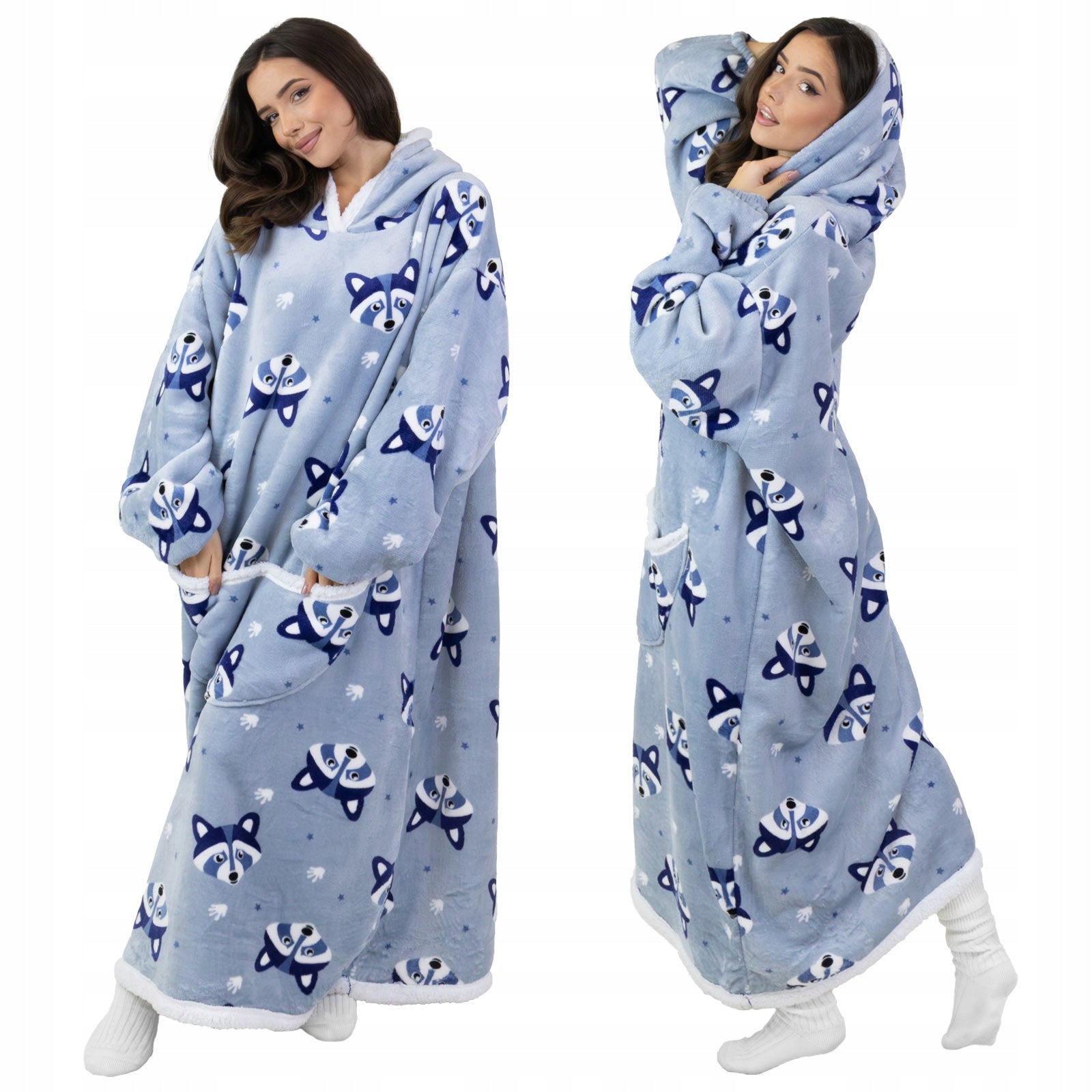 KOCOBLUZA KIETAS PLIURAS 2IN1 STORIS XXL KULIS SU KAPUSIU OVERSIZE