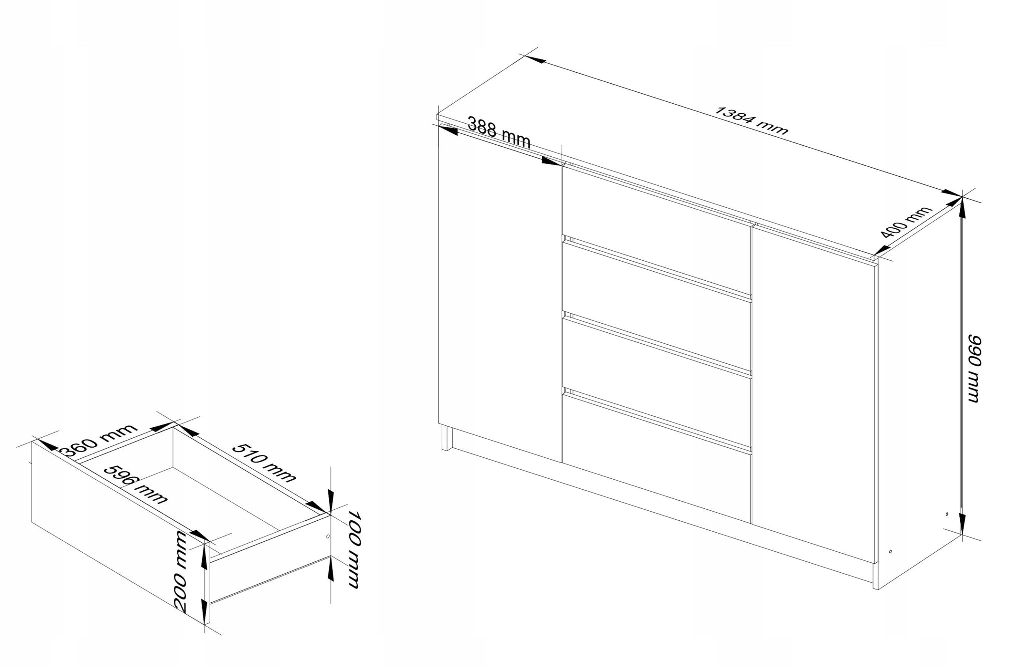 KOMODA K140 2D 4SZ CLP BALTA