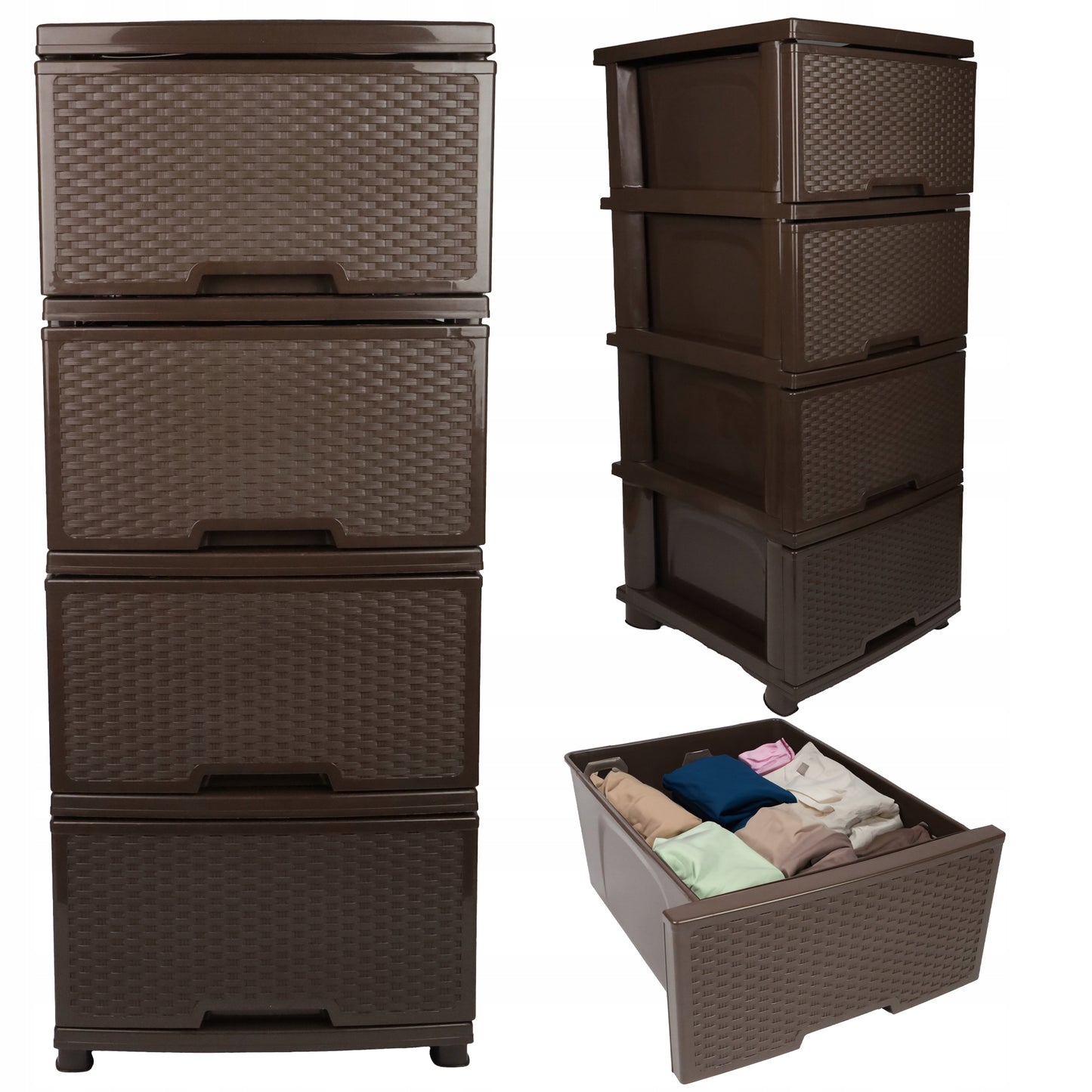 SPINTALĖ SU DĖŽUTĖMIS PLASTIKINĖ RUDO SPALVOS PASTATOMOJI STOVO ORGANIZATORIUS