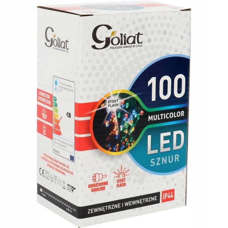 Kalėdinių lempučių komplektas 100 LED su FLASH efektu ir papildomu lizdu, IP44, lauko