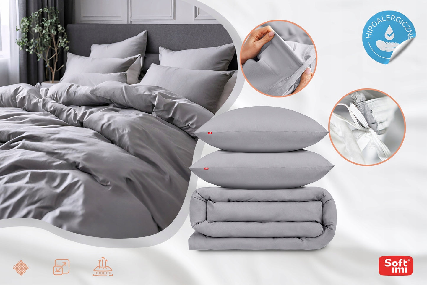 PATALYNĖS KOMPLEKTAS 200X220 100% MEDVILNĖ + 2 UŽVALKALAI 50X70 MEDVILNINĖ PATALYNĖ