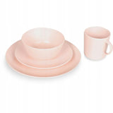 Elegantiškas rožinis stalo komplektas, 4 dalių valgomasis rinkinys valgomajam