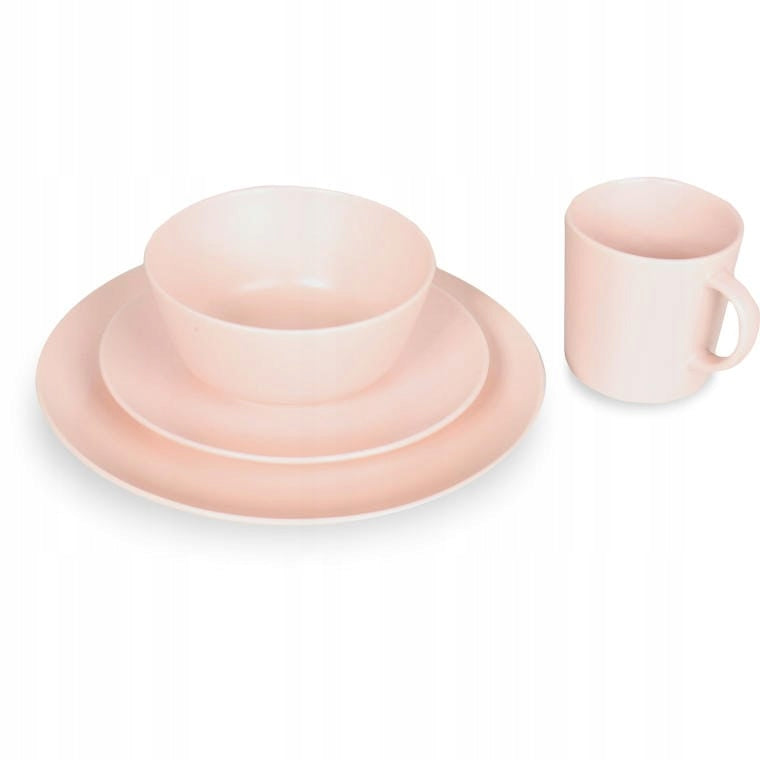 Elegantiškas rožinis stalo komplektas, 4 dalių valgomasis rinkinys valgomajam