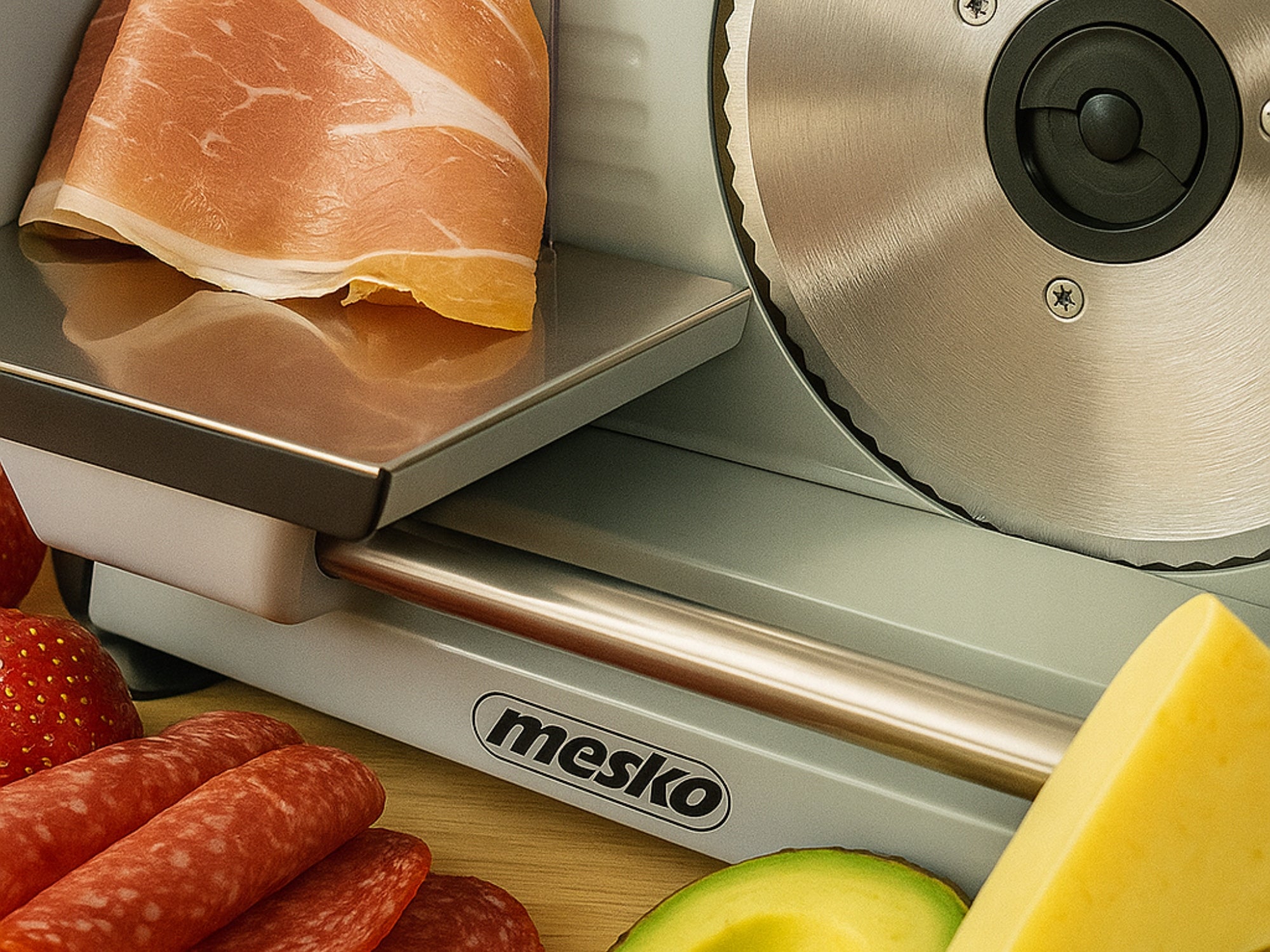 Elektrinė pjaustyklė duonai, dešroms, sūriui, daržovėms, 400W, metalinė, su reguliuojama ašmenų padėtimi