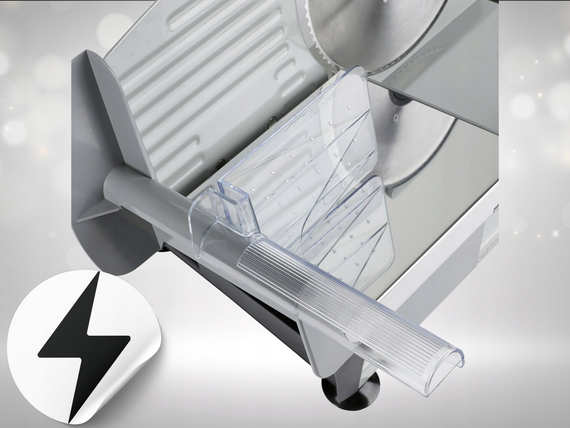 Elektrinė pjaustyklė duonai, dešroms, sūriui, daržovėms, 400W, metalinė, su reguliuojama ašmenų padėtimi