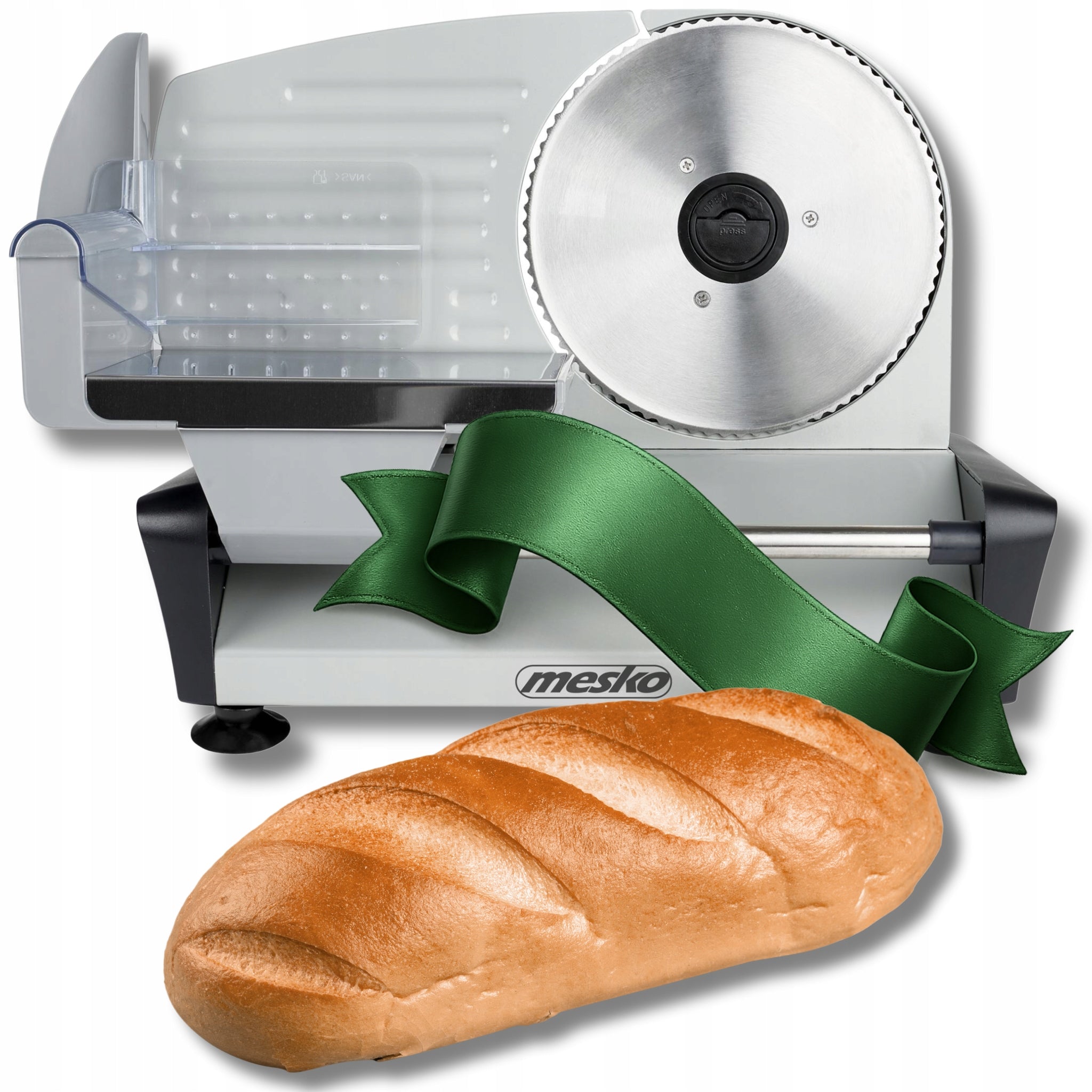 Elektrinė pjaustyklė duonai, dešroms, sūriui, daržovėms, 400W, metalinė, su reguliuojama ašmenų padėtimi