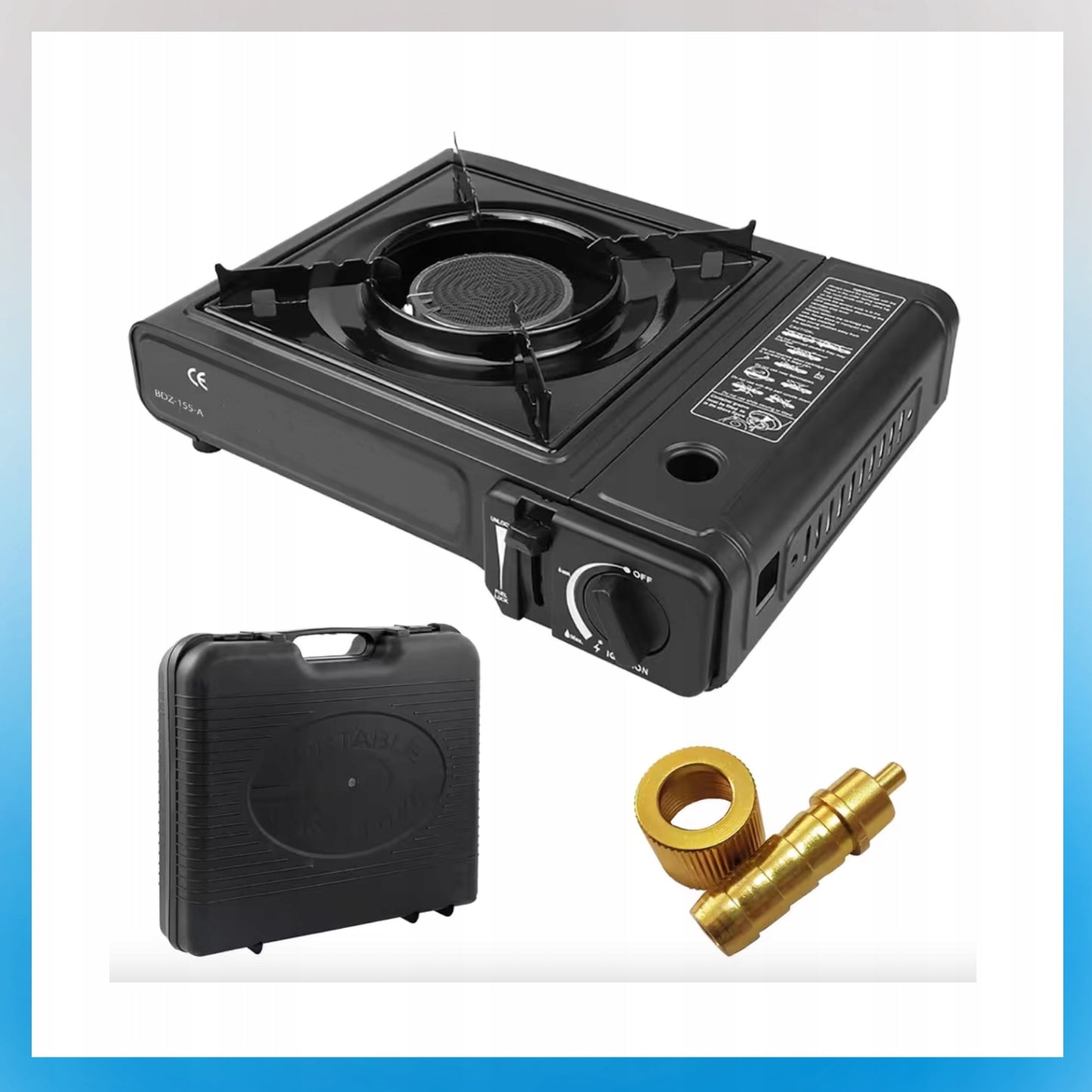 DUJINĖ KEMPINĖGĖ DUJINĖ KERAMINĖ NEŠIOJAMA 2IN1 + REDUKTORIUS SU LAGAMINU