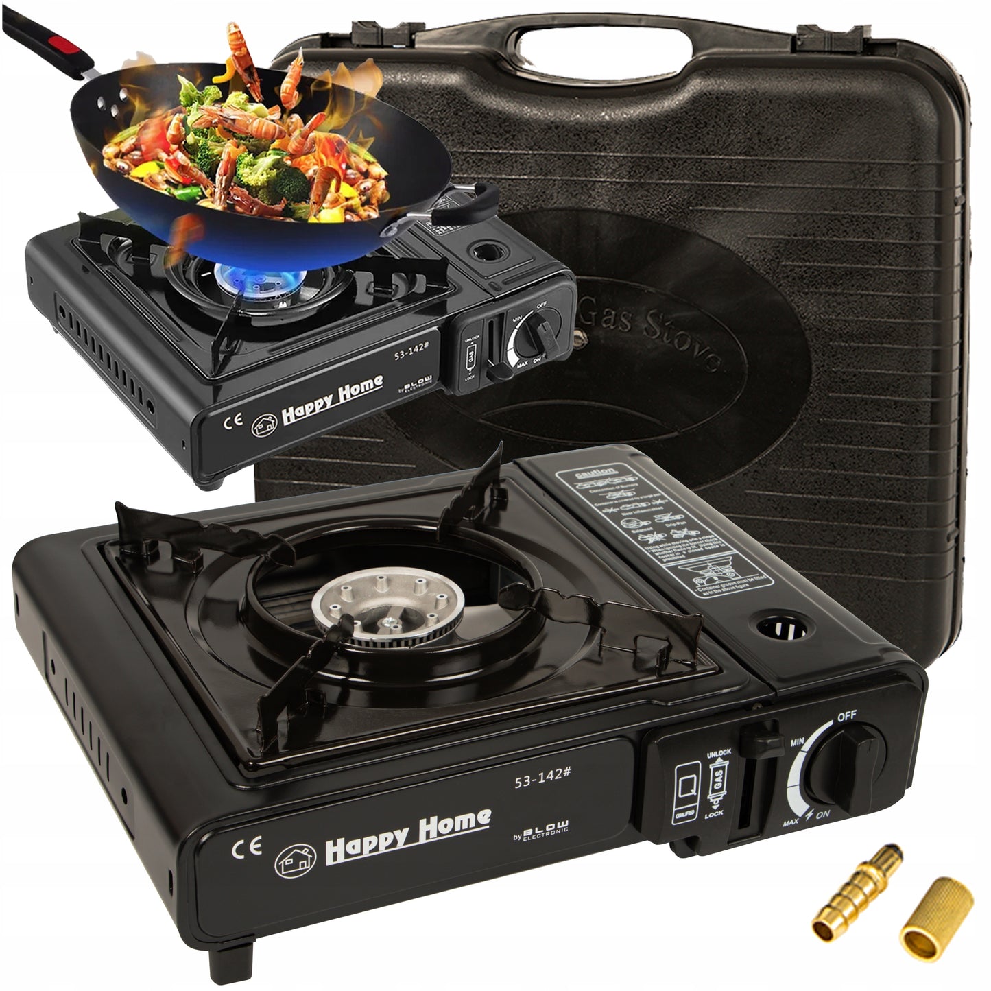 DUJINĖ KEMPINGO KROSNELĖ NEŠIOJAMA SULANKSTOMA LAGAMINAS + DUJŲ KASSETĖ DUJOS