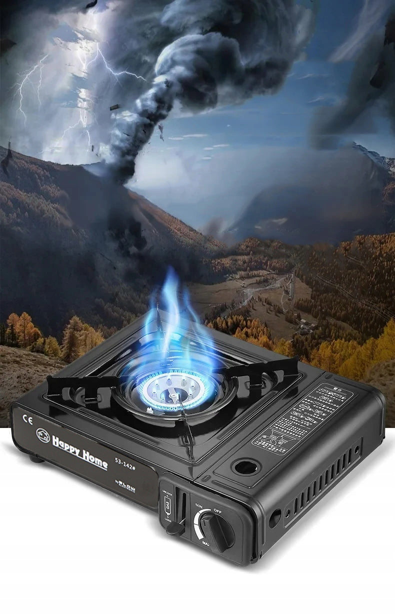 DUJINĖ KEMPINGO KROSNELĖ NEŠIOJAMA SULANKSTOMA LAGAMINAS + DUJŲ KASSETĖ DUJOS