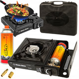 DUJINĖ KEMPINGO KROSNELĖ NEŠIOJAMA SULANKSTOMA LAGAMINAS + DUJŲ KASSETĖ DUJOS