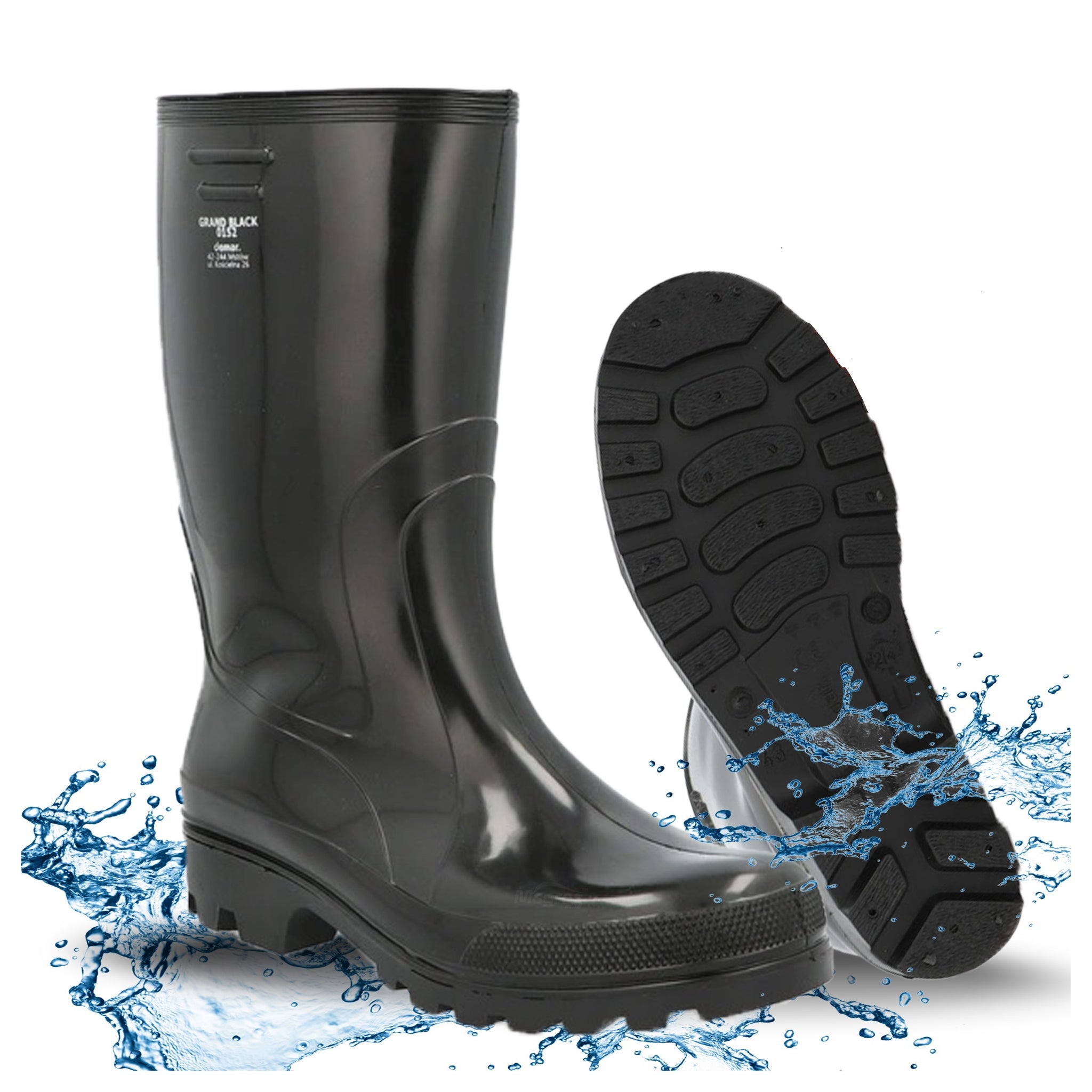 Vyriški darbo batai guminiai batai vandeniui atsparūs lenkiški PVC juodi 42
