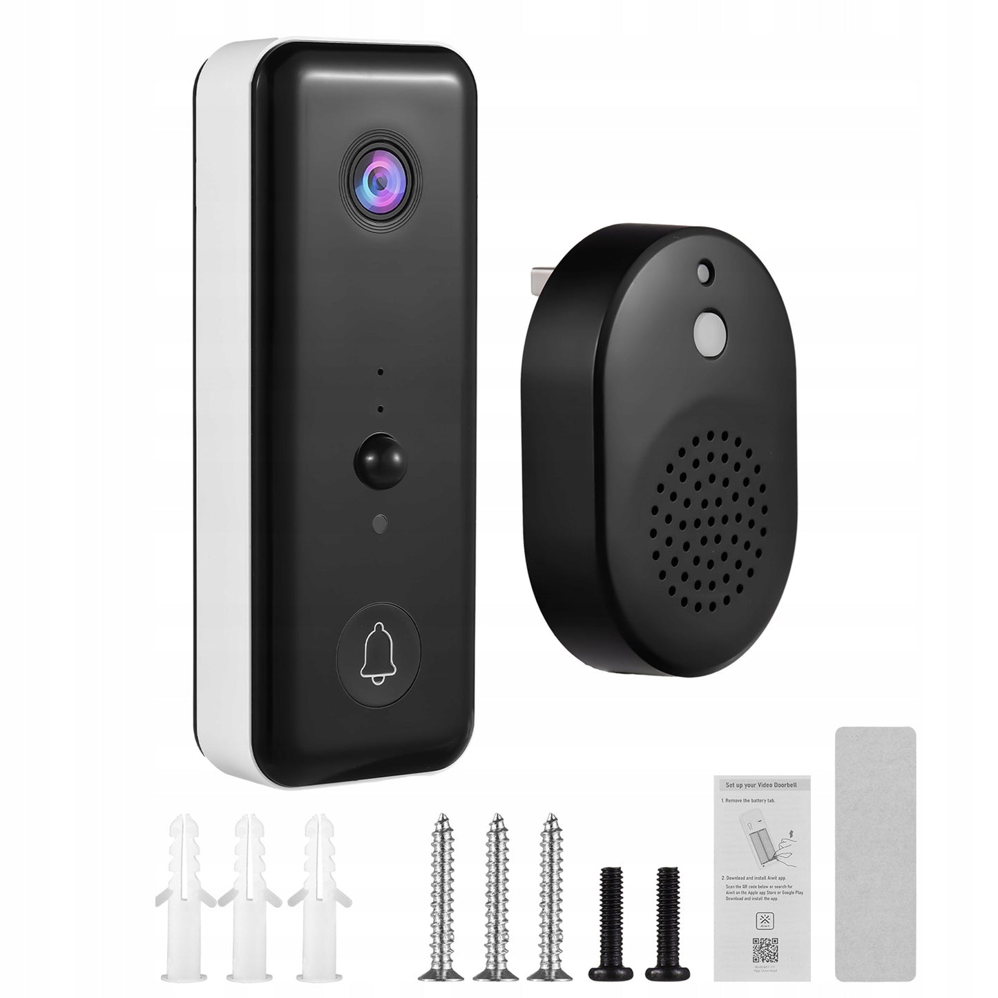 2,4 GHz WiFi vaizdo durų skambutis 720p PIR judesio jutiklis 140° kampas