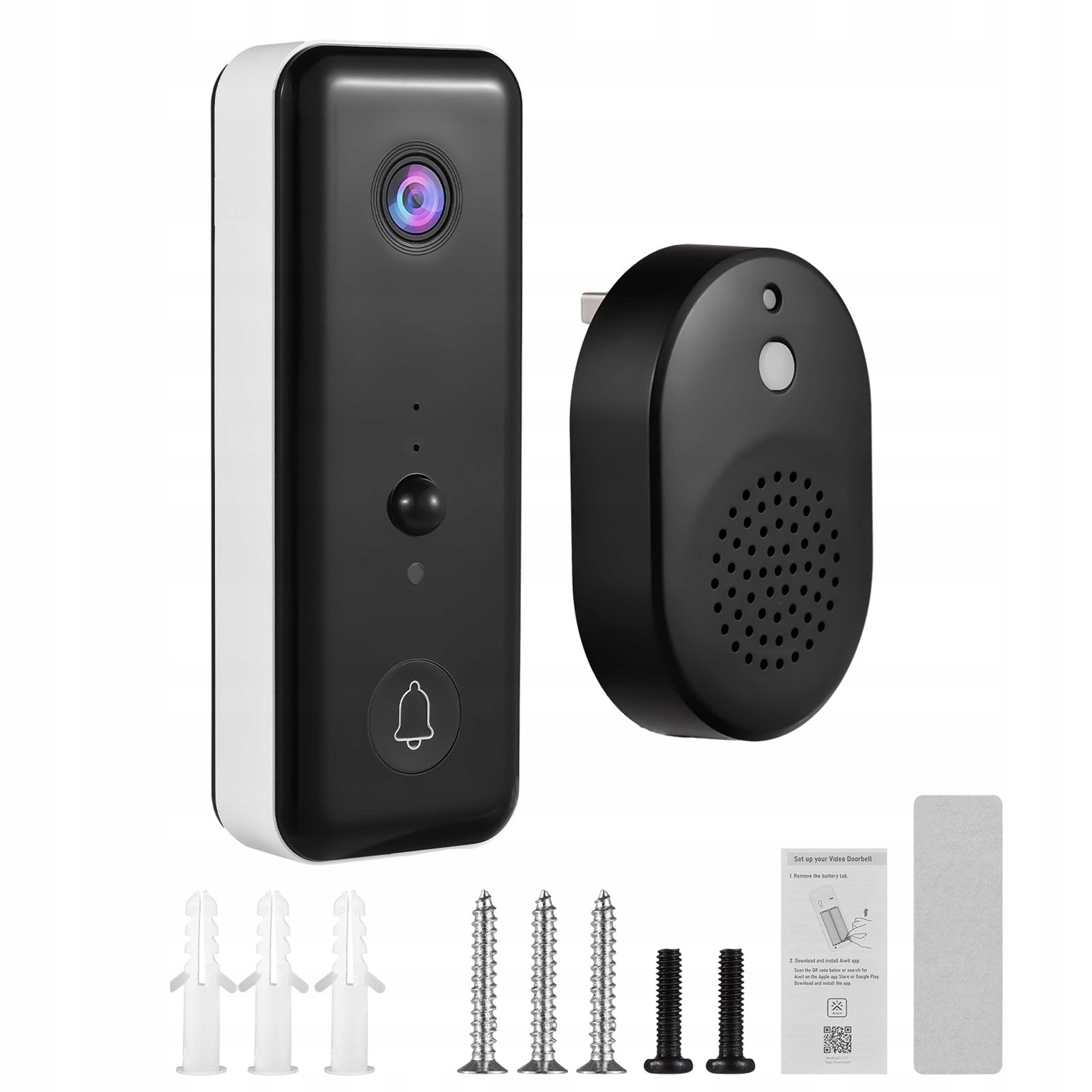 2,4 GHz WiFi vaizdo durų skambutis 720p PIR judesio jutiklis 140° kampas