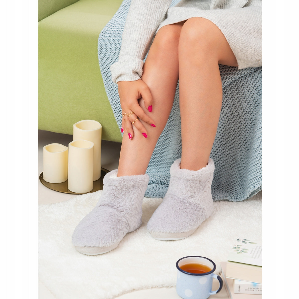 Šiltos namų šlepetės, suukamos, su kailiu, lengvos Axim 36