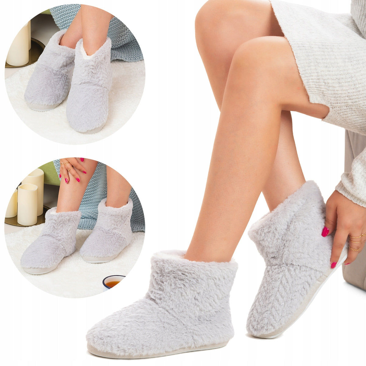 Šiltos namų šlepetės, suukamos, su kailiu, lengvos Axim 36