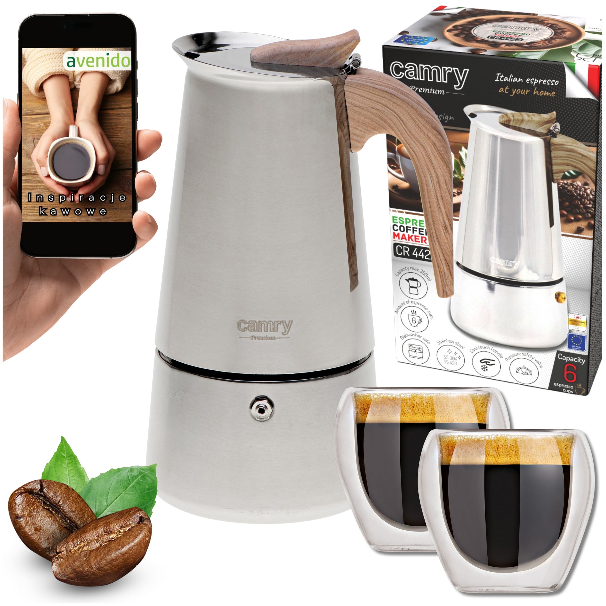 Kavos virimo aparatas "Dom I Ogród" Virtuvės reikmenys 350ml + 2 puodeliai