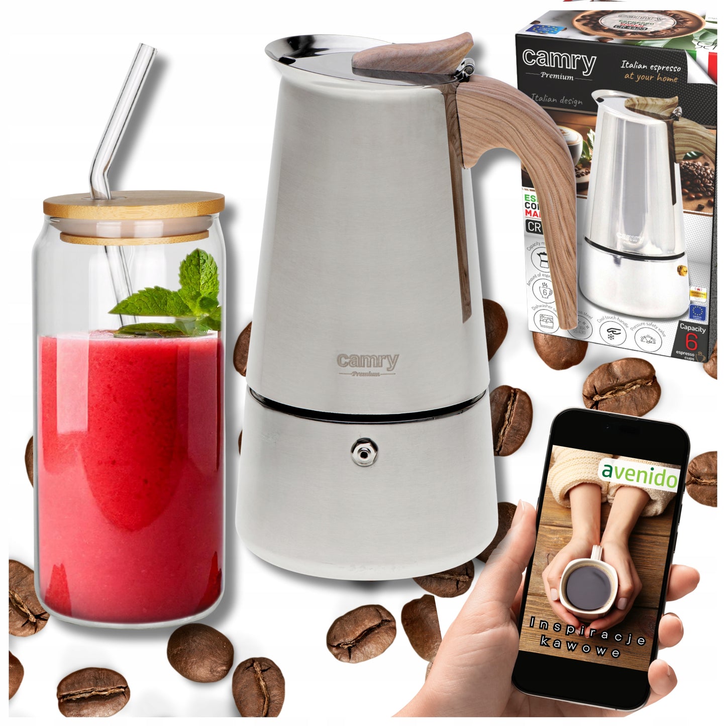 Kavinukas "Namai ir sodas" Virtuvės reikmenys kavos virimo aparatas 350ml + stiklinė