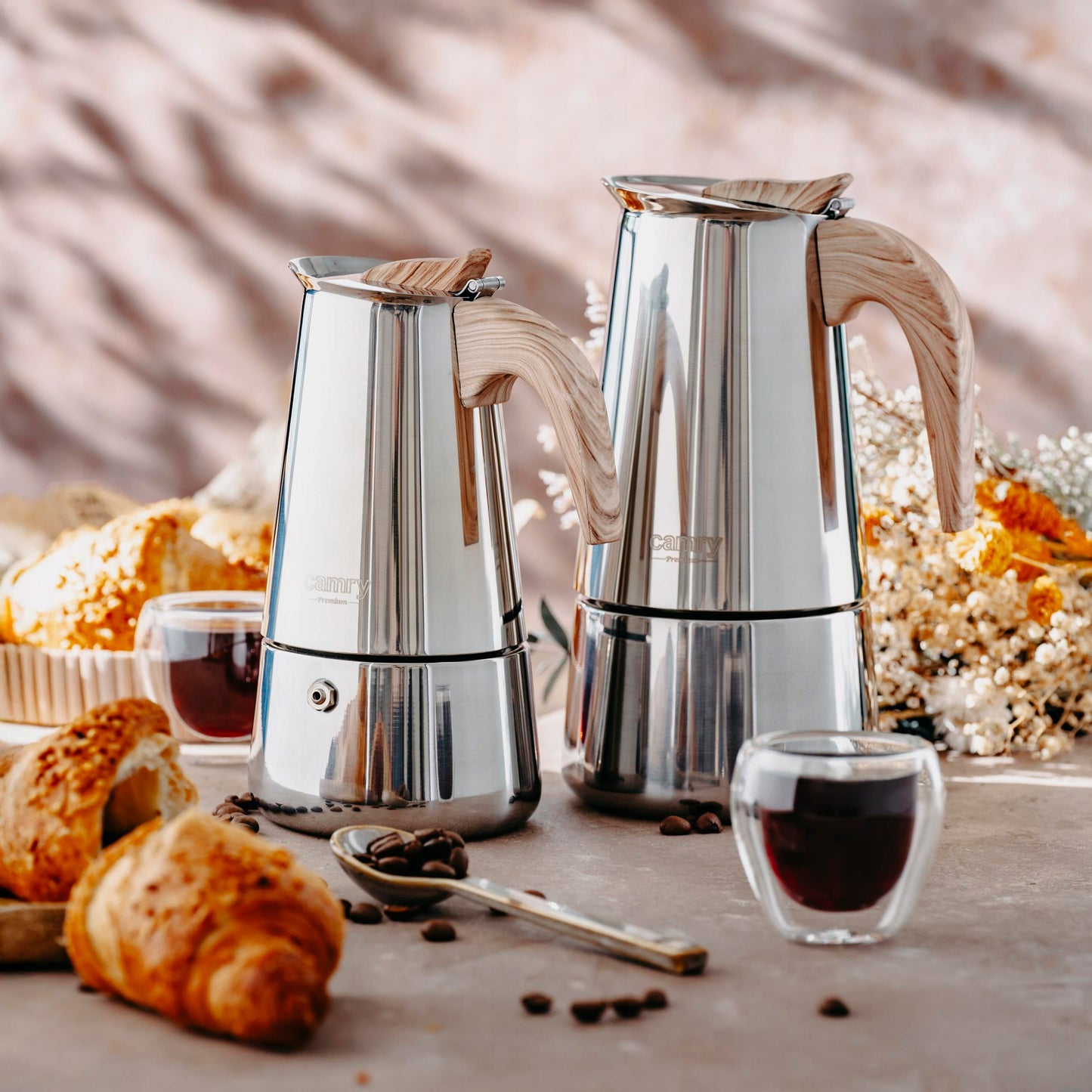 Kavinukas kavos virimo aparatas namams ir sodui 450ml Indukcija Dujos + 2 puodeliai